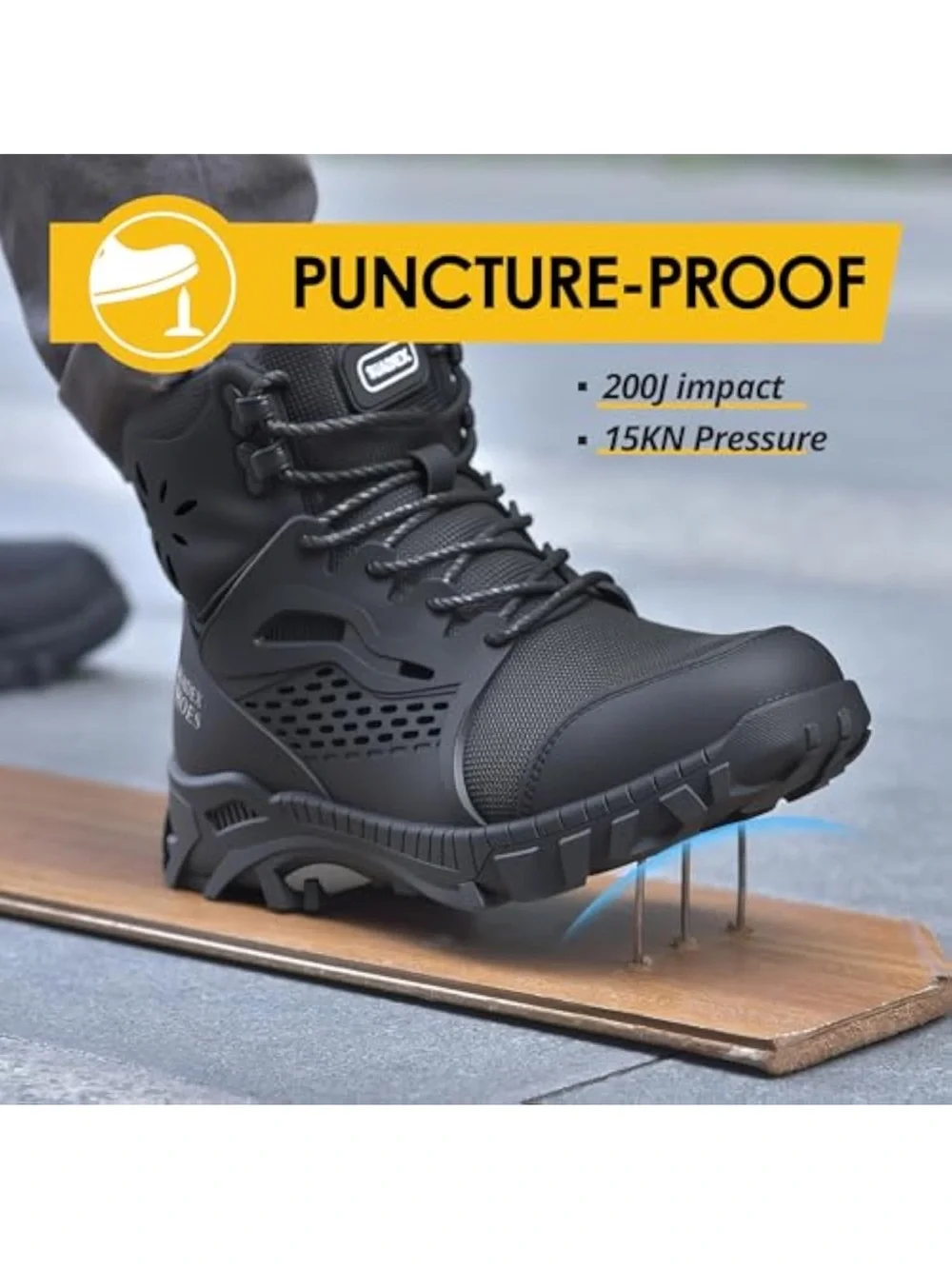 Mens Sneakers Work Safety Shoes Mesh Steel Toe Cap Waterproof Boots Size US 8.5